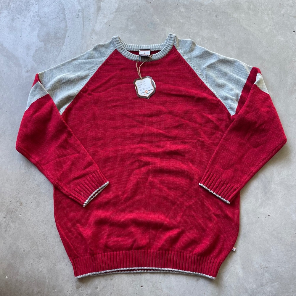 PJ Mark Mens Red Grey Raglan Knit Sweater Classic Athletic XXL New With Tags
